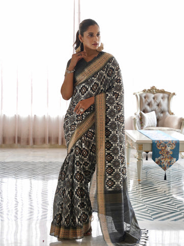 Black Patola Chapa Handloom Tussar Saree C1 Geetha Creation